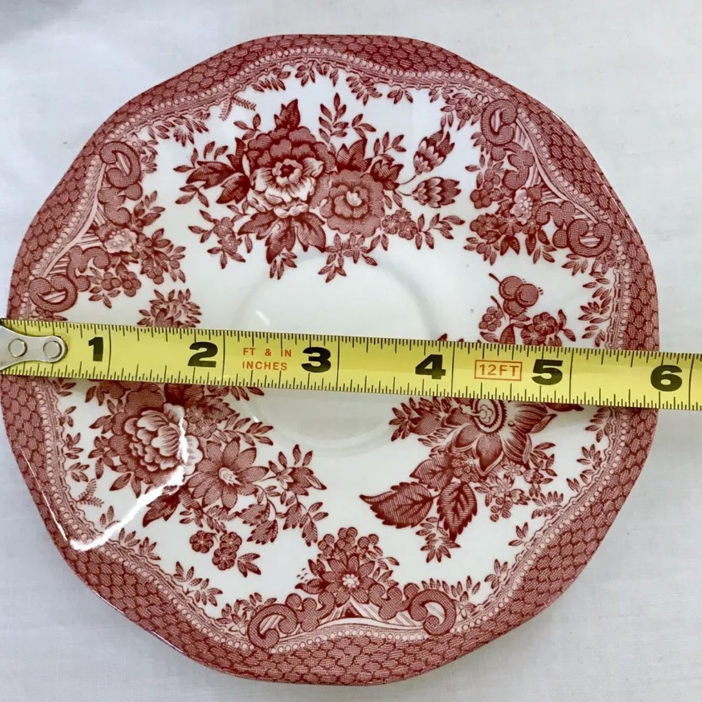 Red Staffordshire Floral Chintz Cup & Saucer - Picture 5 of 5